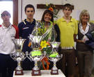 Prato - Pozzarello, il podio con il vincitore Mina Pietro (Pozzarello Spinal), secondo Manfredi Andrea (GS Vecchiano), terzo Lassi Mauro (VC Vital Center)